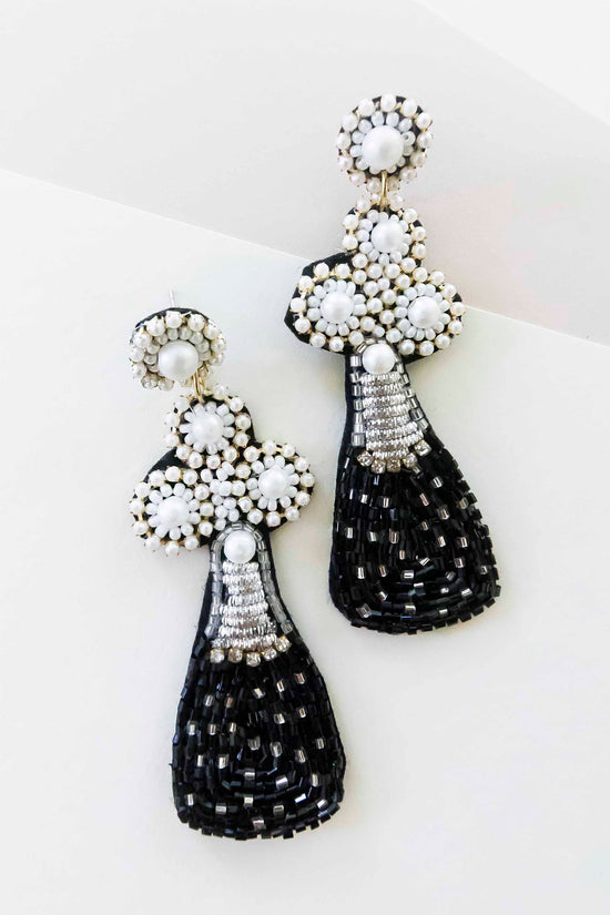 Load image into Gallery viewer, Bubbly Bottle Hand Beaded Earrings | 3 Colors | Party Dangle Earrings | Handmade Girls Night Out
