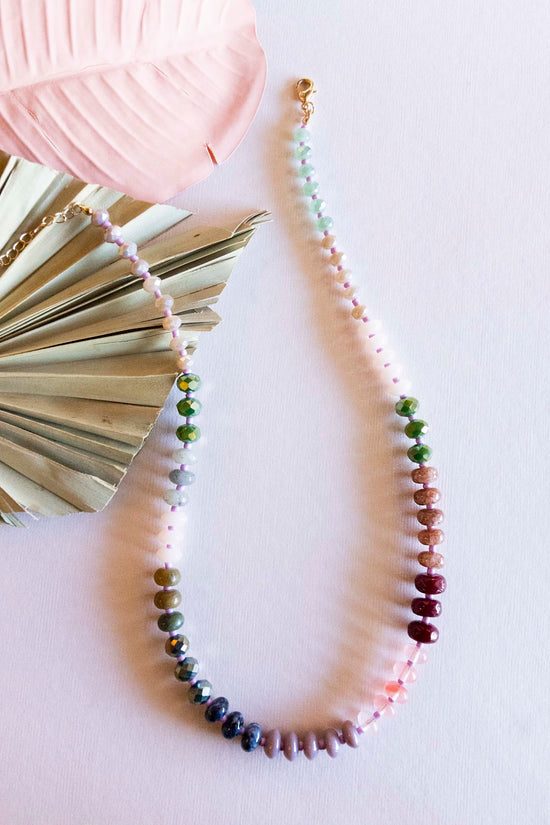 Load image into Gallery viewer, Cece Colorful Beaded Necklace | Multicolor Wood Crystal and Pisa Beads | Layering Necklace Collection
