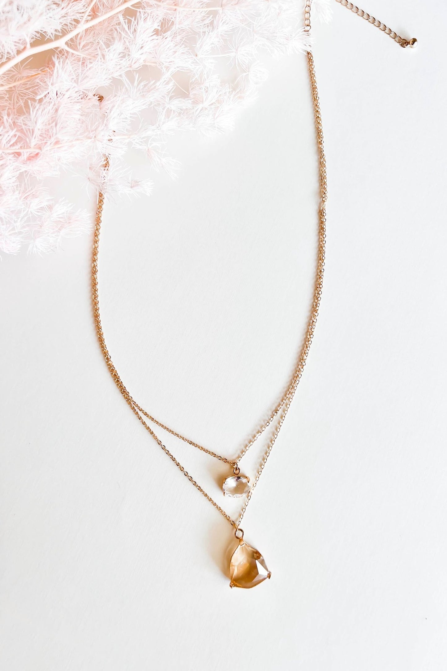 Load image into Gallery viewer, Claire Topaz Drop Necklace | Elegant Gemstone Necklace | Two Tiered Layering Pendant Necklace
