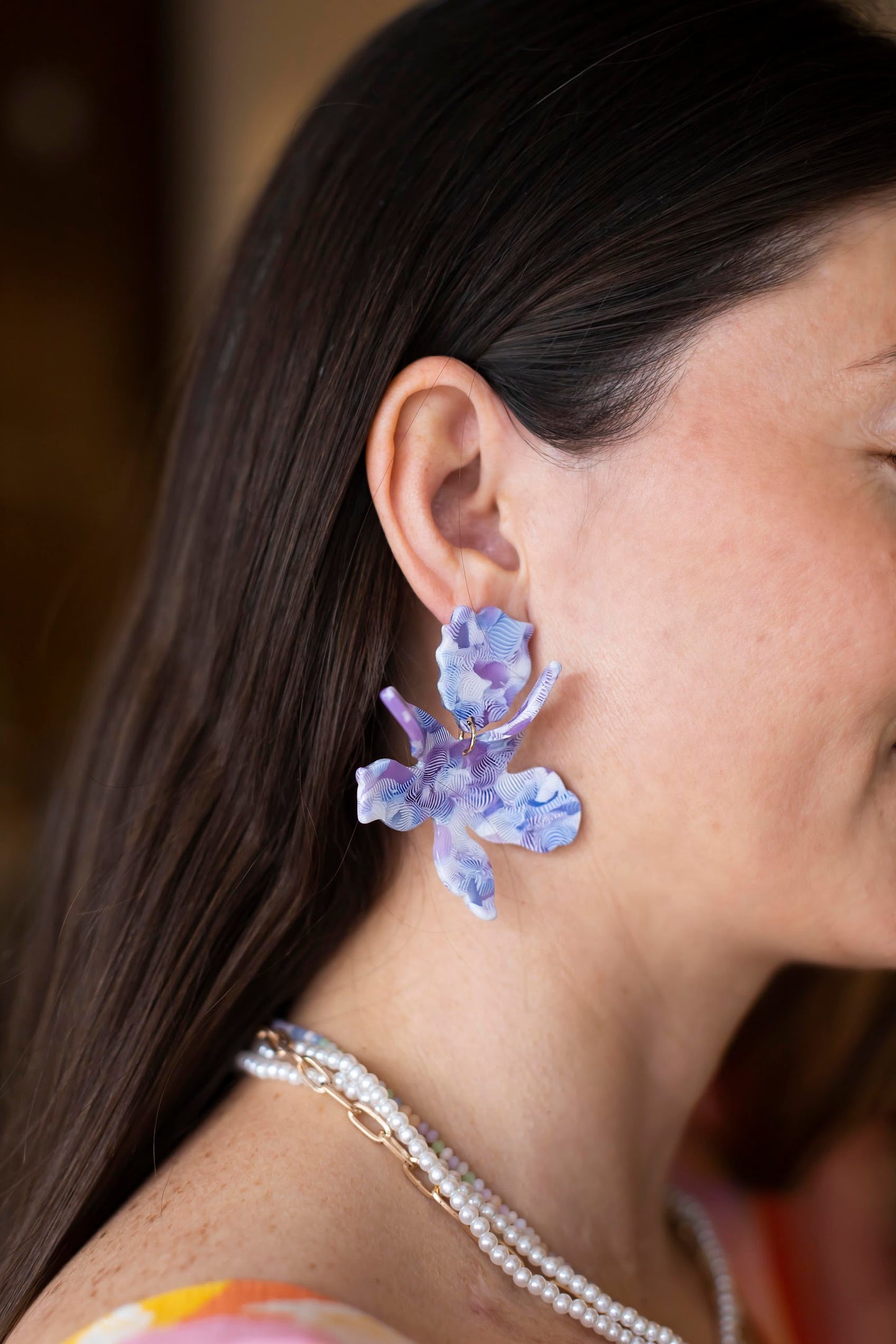 Liz Floral Resin Earrings | Violet Lavender Spring Earrings | Pink Marble Resin Earrings