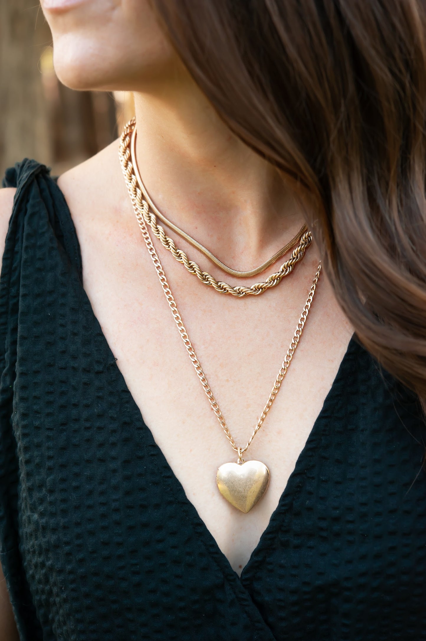 Load image into Gallery viewer, Love Locket Gold Necklace | Gold Chain Layering Necklace | Heart Locket Pendant | Classic Minimalist Layering Jewelry
