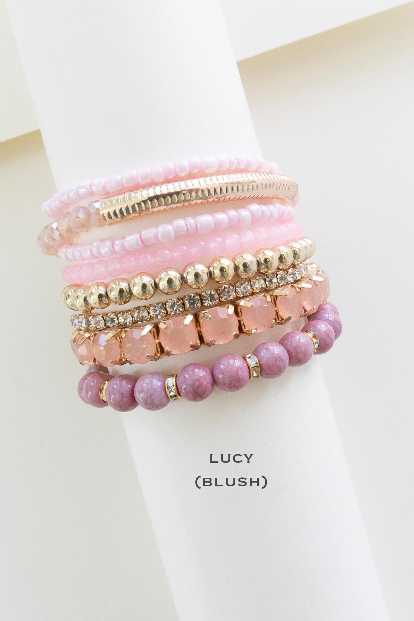 Blush Pink and Gold Single Beaded Bracelet – Ivy Barn Designs