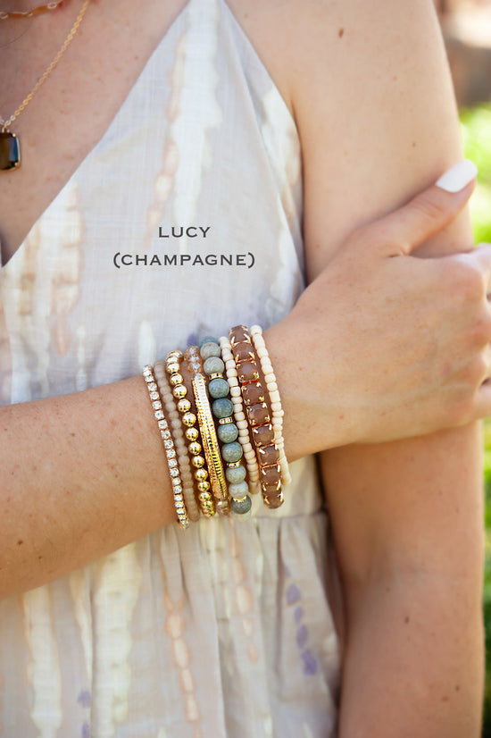 Lucy Crystal and Stone Bracelet Stacks | Layering Bracelet Set | Stackable Beaded Bracelets