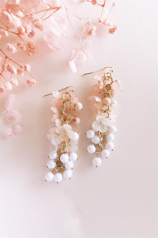 Melissa Spring Floral Dangle Earrings | Blush Beaded Drop Earrings