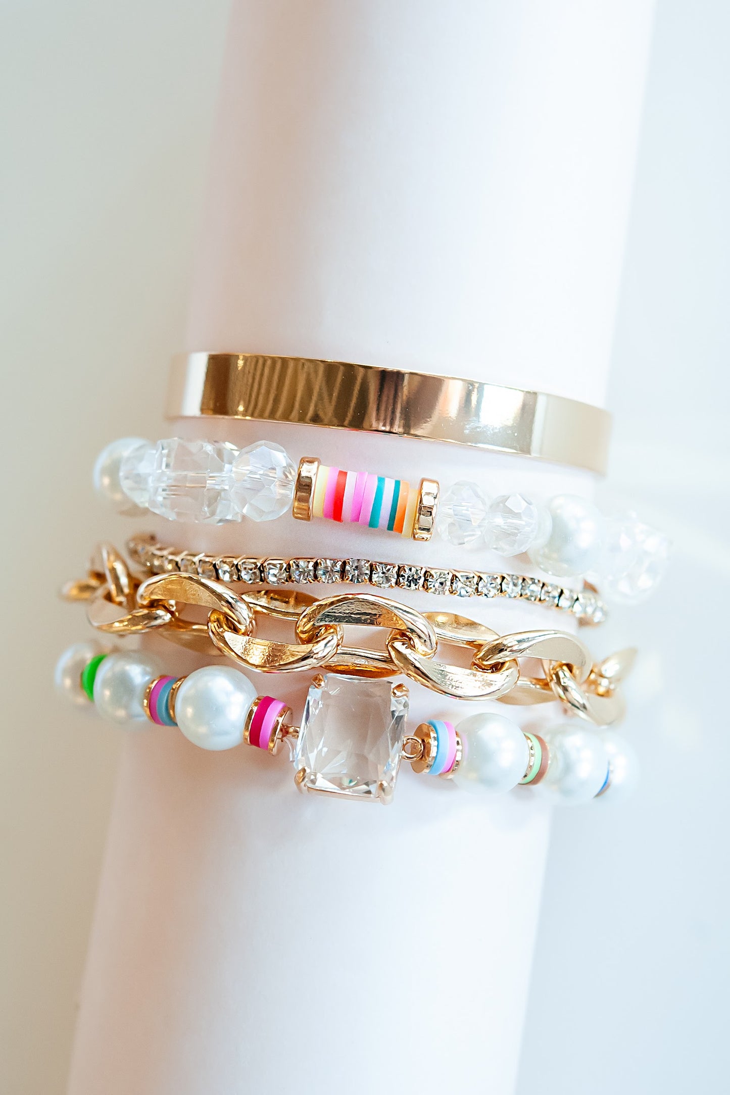 Rainbow Beaded Bracelets with Luxury Charm by Keep It Gypsy – Sweet  Southern Swank Boutique