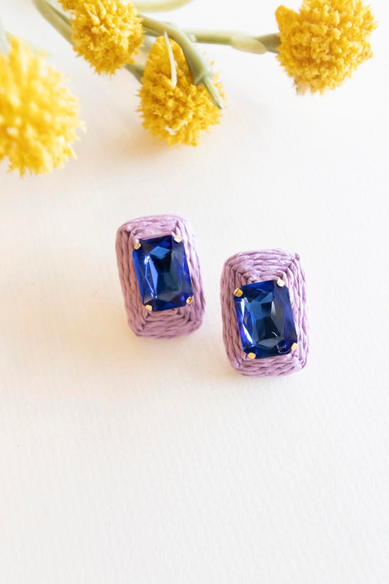 Zoey Raffia Earrings | Colorful Spring Summer Accessories | Textured Crystal Stud Earrings