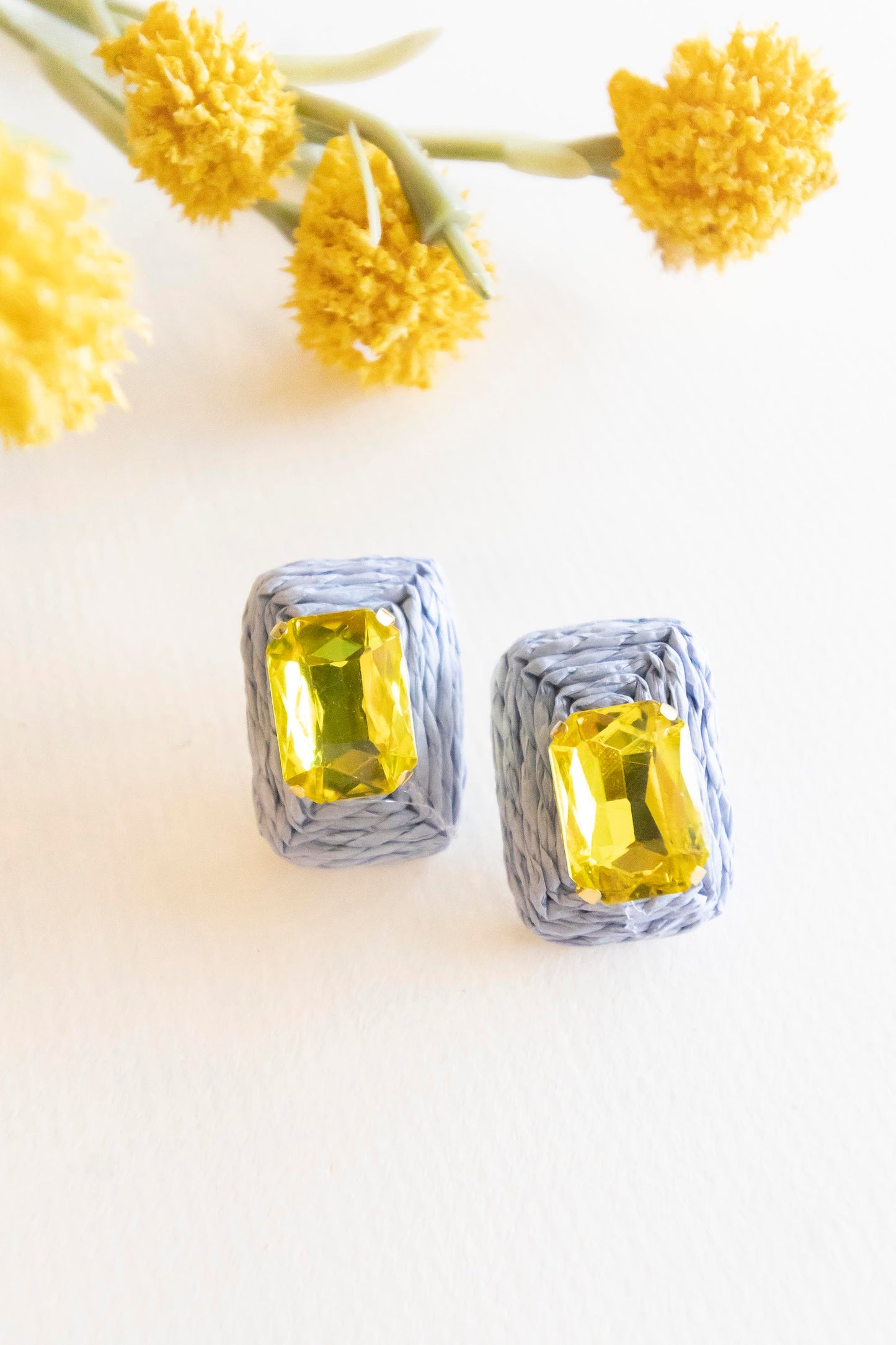 Zoey Raffia Earrings | Colorful Spring Summer Accessories | Textured Crystal Stud Earrings